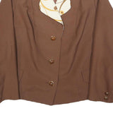 Womens Brown Cream Patterned Collar Button Jacket L Woven Classic Tailored