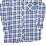 Mens Blue & White Checked Cotton Shirt L Casual Long Sleeve Button Down