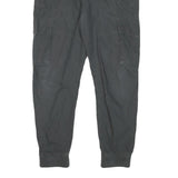 H&M Mens Cotton Blend Black Relaxed Cargo Trousers W30 L25 Casual Zip Pockets