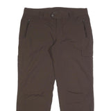 COLUMBIA Lined Womens Nylon Brown Relaxed Straight Trousers W36 L30 Outdoor Zip