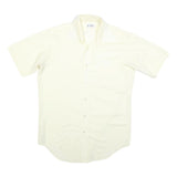 DEUTCH BROS Mens Cream Shirt M Cotton Blend Button Short Sleeve Casual