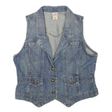 FADED GLORY Womens Blue Denim Button Jacket S Cotton Blend Sleeveless Casual