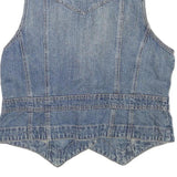FADED GLORY Womens Blue Denim Button Jacket S Cotton Blend Sleeveless Casual