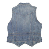FADED GLORY Womens Blue Denim Button Jacket S Cotton Blend Sleeveless Casual