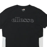 ELLESSE Mens Black & White Logo Graphic T-Shirt M Short Sleeve Crew Neck
