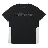 ELLESSE Mens Black & White Logo Graphic T-Shirt M Short Sleeve Crew Neck