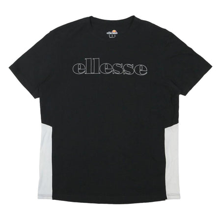 ELLESSE Mens Black & White Logo Graphic T-Shirt M Short Sleeve Crew Neck
