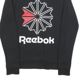 REEBOK Womens Black Sweatshirt Crew Neck S Cotton Blend Pullover Casual