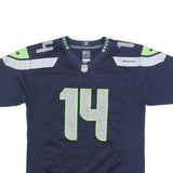 NFL Girls Blue Seahawks 14 Metcalf Football Shirt L Short Sleeve V-Neck