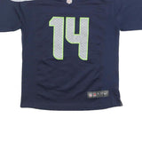NFL Girls Blue Seahawks 14 Metcalf Football Shirt L Short Sleeve V-Neck