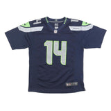 NFL Girls Blue Seahawks 14 Metcalf Football Shirt L Short Sleeve V-Neck