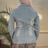 Bangjuji Denim Jacket - Medium Blue Cotton Blend