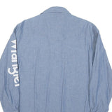 WRANGLER Mens Blue Shirt S Cotton Blend Logo Button Long Sleeve Casual