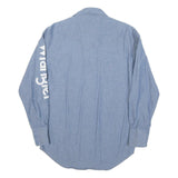 WRANGLER Mens Blue Shirt S Cotton Blend Logo Button Long Sleeve Casual