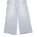 YMI Womens Loose Light Blue Denim Cargo Jeans Cotton Blend W28 L29 Zip Pockets