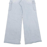 YMI Womens Loose Light Blue Denim Cargo Jeans Cotton Blend W28 L29 Zip Pockets