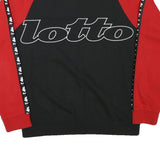 LOTTO Mens Black & Red Sweatshirt Crew Neck L Sports Logo Tape