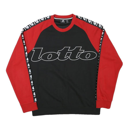 LOTTO Mens Black & Red Sweatshirt Crew Neck L Sports Logo Tape