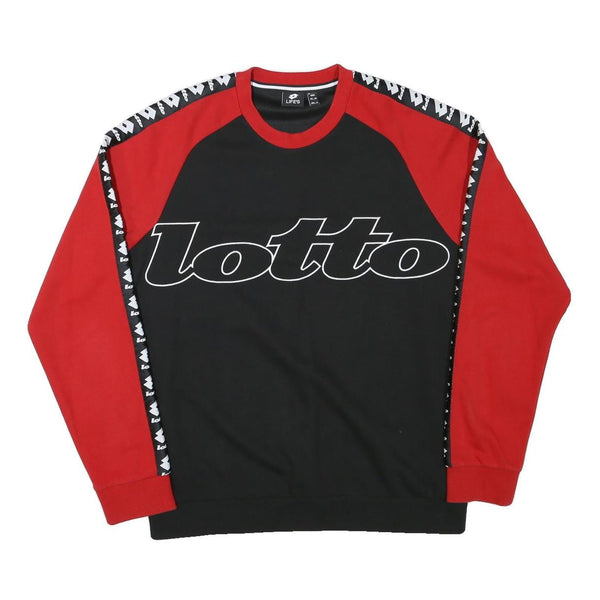 LOTTO Mens Black & Red Sweatshirt Crew Neck L Sports Logo Tape