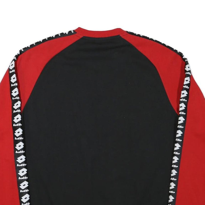LOTTO Mens Black & Red Sweatshirt Crew Neck L Sports Logo Tape