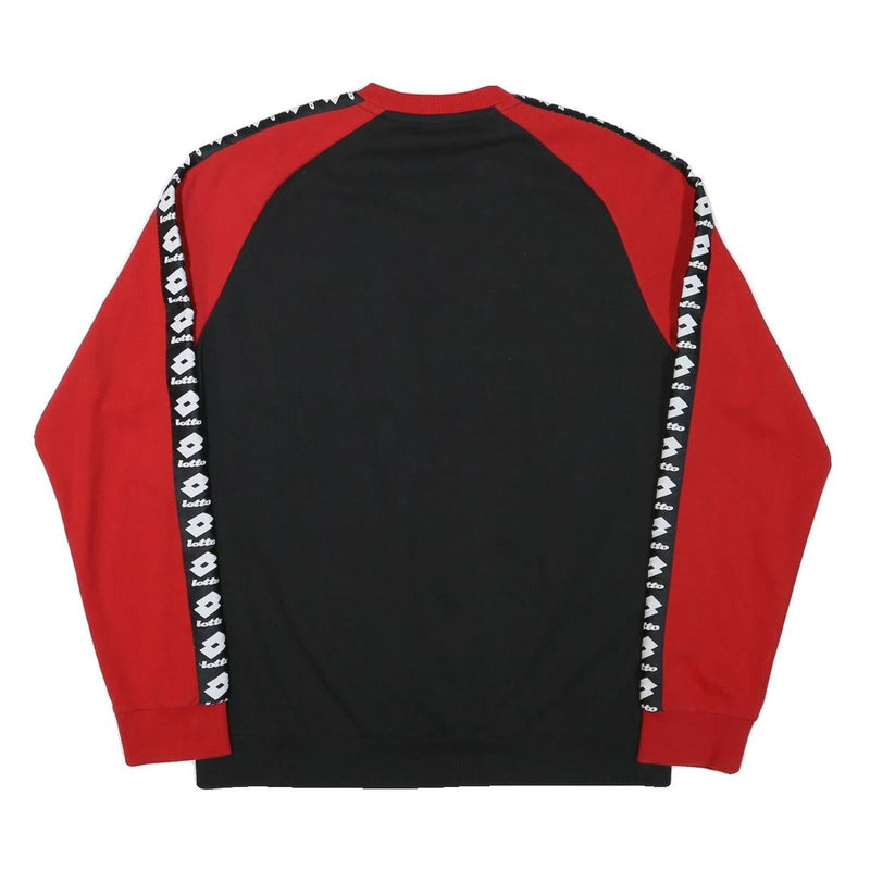 LOTTO Mens Black & Red Sweatshirt Crew Neck L Sports Logo Tape