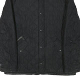 BARBOUR Mens Black Quilted Jacket L Polyester Blend Button Closure Classic Fit