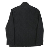BARBOUR Mens Black Quilted Jacket L Polyester Blend Button Closure Classic Fit