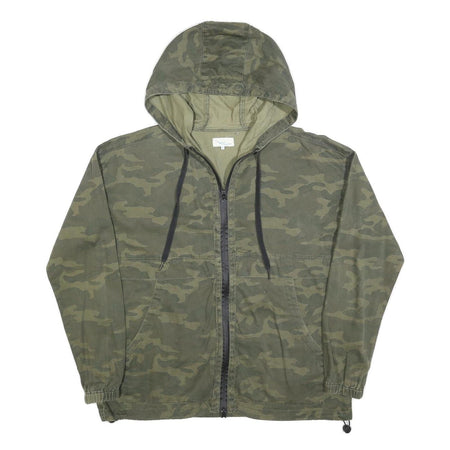 TWIN TIP Womens Green Camouflage Hooded Jacket XL Cotton Blend Zip Casual