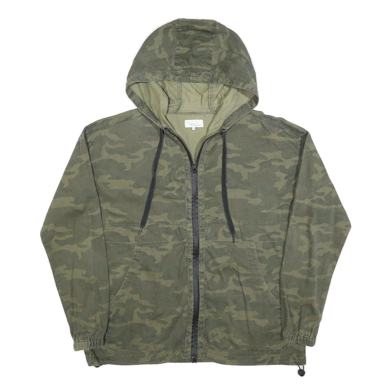 TWIN TIP Womens Green Camouflage Hooded Jacket XL Cotton Blend Zip Casual