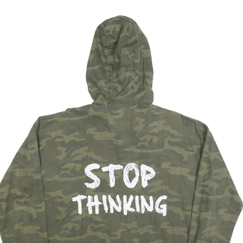 TWIN TIP Womens Green Camouflage Hooded Jacket XL Cotton Blend Zip Casual