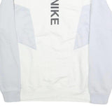 NIKE Mens White & Light Blue Crew Neck L Sweatshirt Cotton Pullover Casual
