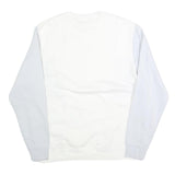 NIKE Mens White & Light Blue Crew Neck L Sweatshirt Cotton Pullover Casual
