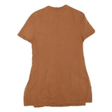 MIMMINA Womens Brown Cotton Blend Button Top M Casual Short Sleeve V Neck