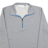 CALVIN KLEIN Mens Grey Pullover Plain 1/4 Zip Jumper S Polyester Blend
