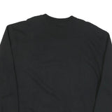 CHAMPION Mens Black L Crew Neck Cotton Blend Sweatshirt Logo Patch