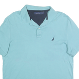 NAUTICA Mens Blue Short Sleeve Plain Polo Shirt M Cotton Blend Casual