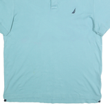 NAUTICA Mens Blue Short Sleeve Plain Polo Shirt M Cotton Blend Casual