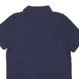 TOMMY HILFIGER Mens Blue Short Sleeve Plain M Cotton Blend Polo Shirt Classic