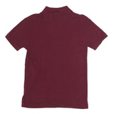 POLO RALPH LAUREN Mens Maroon Short Sleeve Plain Polo Shirt S Slim Fit