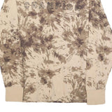 CHAMPION Mens Beige Tie Dye Long Sleeve Crew Neck Cotton Blend T-Shirt M