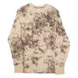 CHAMPION Mens Beige Tie Dye Long Sleeve Crew Neck Cotton Blend T-Shirt M