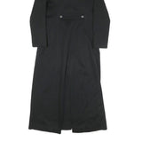 AXARA Womens Black Faux Fur Collar Long Button Jacket XS Polyester Blend Long