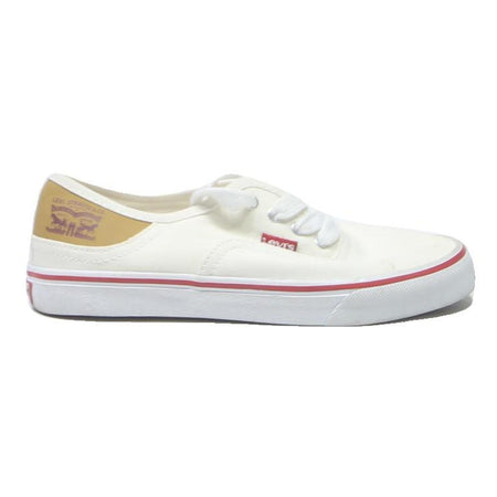 LEVI'S Womens Canvas Trainers White UK 3.5 Casual Lace-Up Lightweight Shoe