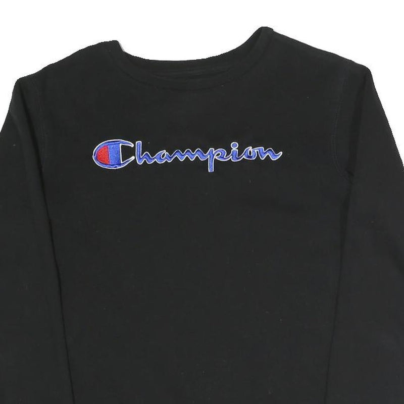 CHAMPION Girls Black Cotton Blend Crew Neck XL Sweatshirt Pullover