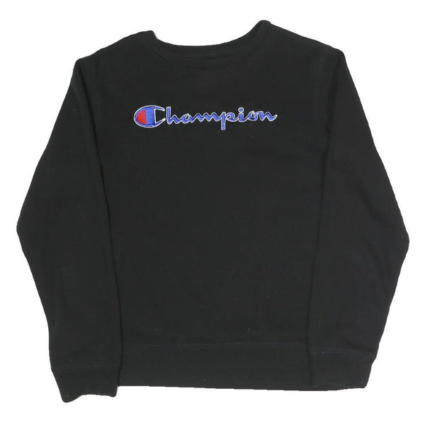 CHAMPION Girls Black Cotton Blend Crew Neck XL Sweatshirt Pullover
