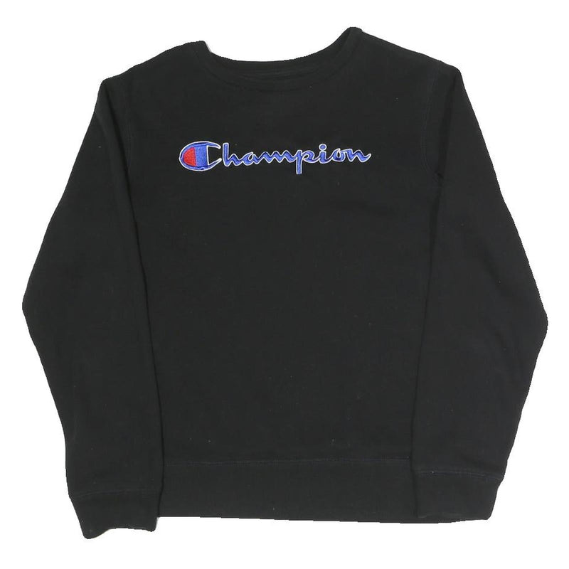 CHAMPION Girls Black Cotton Blend Crew Neck XL Sweatshirt Pullover