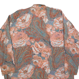 Womens Peach & Green Paisley Floral Viscose Shirt XL Loose Fit Long Sleeve