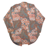 Womens Peach & Green Paisley Floral Viscose Shirt XL Loose Fit Long Sleeve