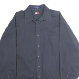 TOMMY HILFIGER Mens Black Classic Cotton Shirt XL Button Down Collar Long Sleeve