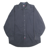 TOMMY HILFIGER Mens Black Classic Cotton Shirt XL Button Down Collar Long Sleeve